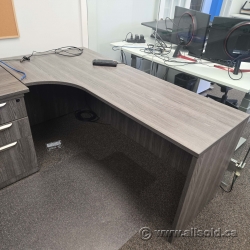 Grey Walnut Straight Office Desk w/ Runoff